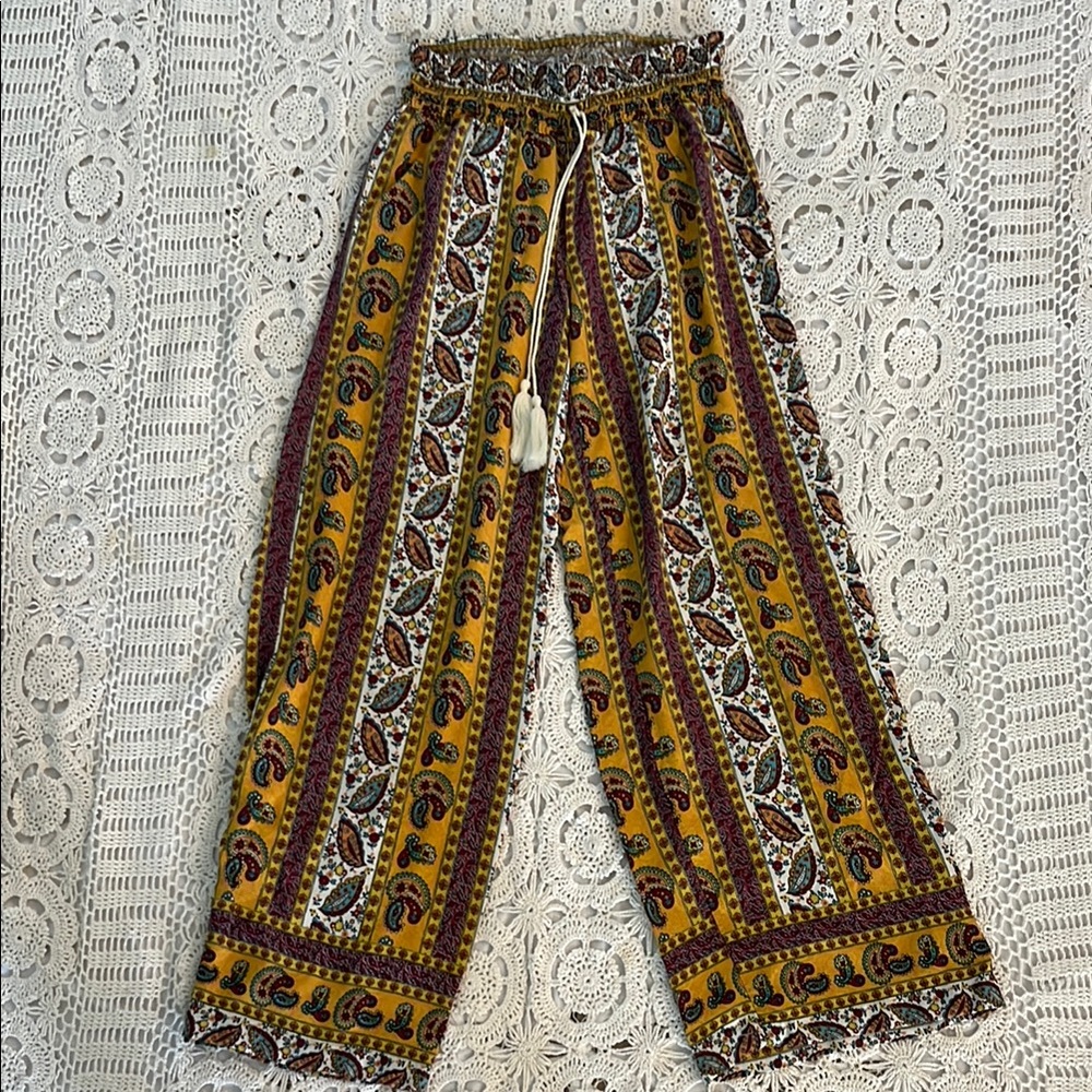 Shosho Yellow and Red Wide Leg Jumpsuit